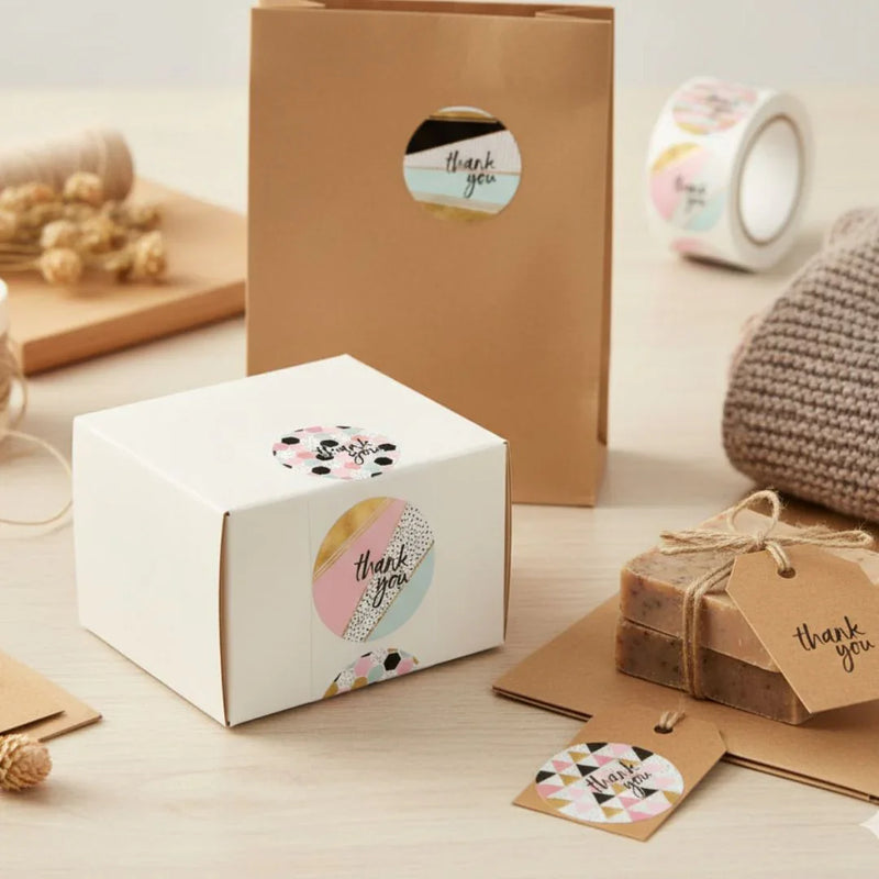Thank You Stickers & Labels for Packaging (500 Sticker Roll of 1 Inch)