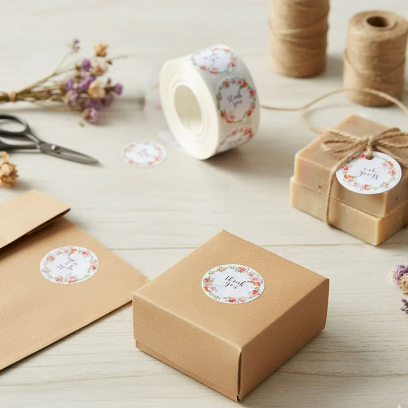 Thank You Stickers & Labels for Packaging (500 Sticker Roll of 1 Inch)