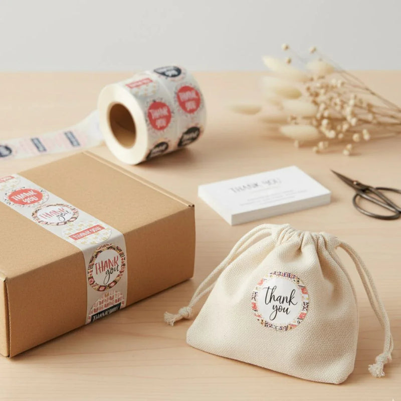 Thank You Stickers & Labels for Packaging (500 Sticker Roll of 1 Inch)