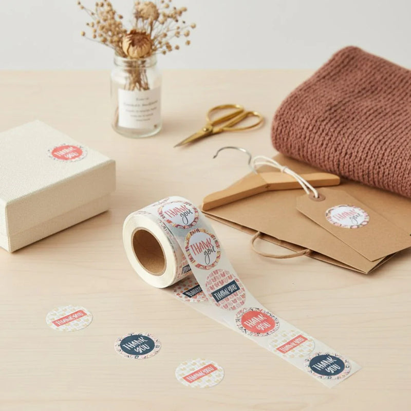 Thank You Stickers & Labels for Packaging (500 Sticker Roll of 1 Inch)