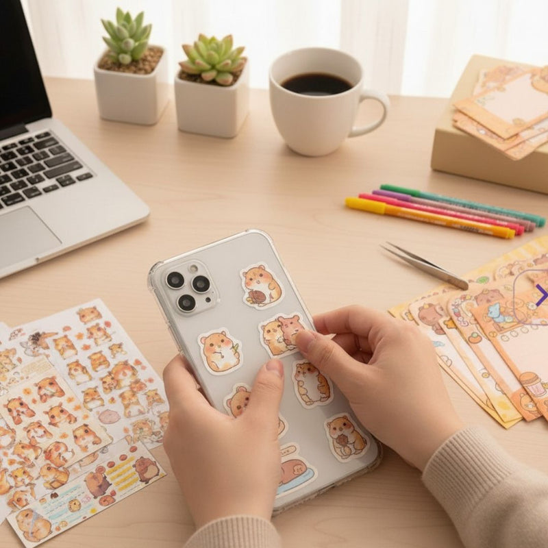 (Buy 1 Get 1 Free) Premium kawaii bear Journaling Stickers l Pack of 6 Sheets l  Stickers for Scrapbooking & Planners