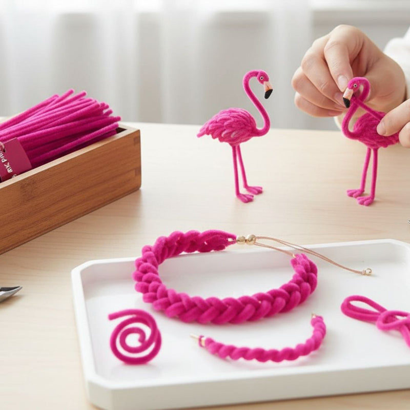 Dark Pink Pipe Cleaners for Craft & Bouquet | 100 Pc Pack