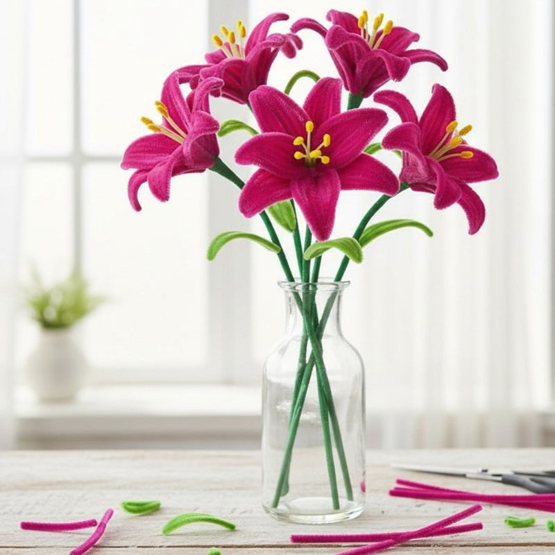 Dark Pink Pipe Cleaners for Craft & Bouquet | 100 Pc Pack