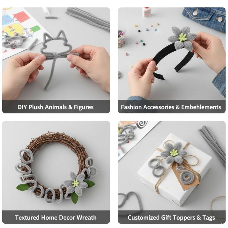 Grey Pipe Cleaner Plain l Pack of 100Pc l