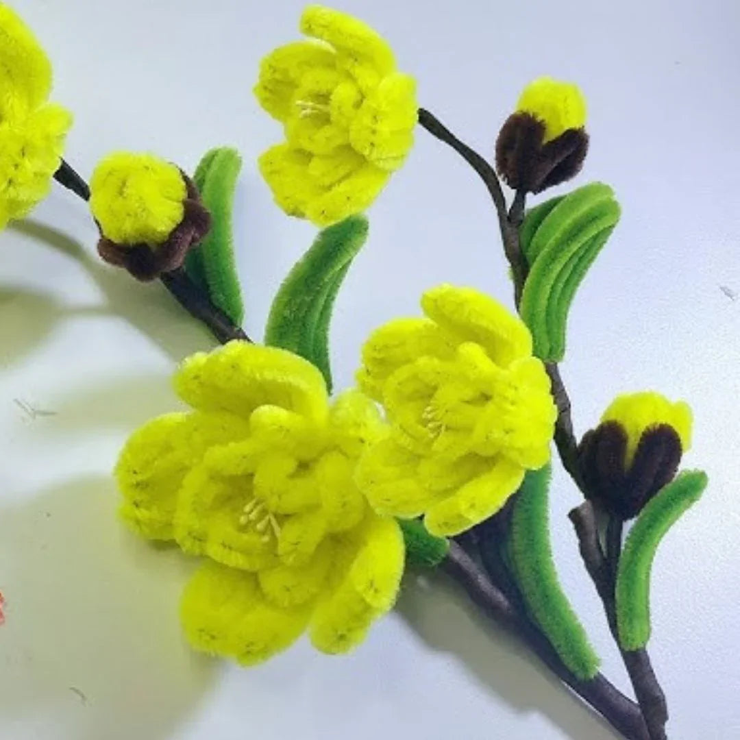 Fluorescent Yellow Pipe Cleaner for Craft and Bouquet l Plain l Pack of 100Pc (T14)