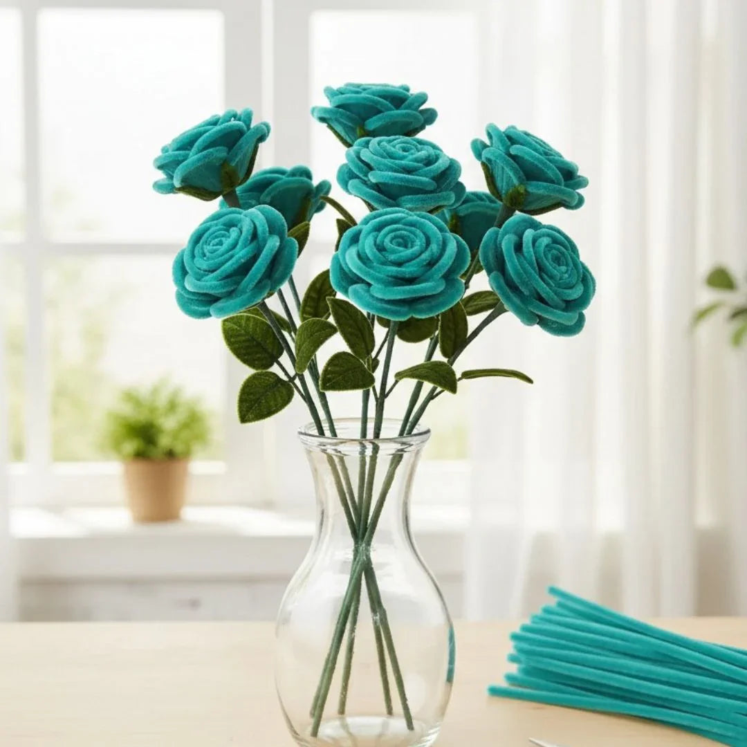 Peacock Blue Pipe Cleaner Plain l Pack of 100Pc