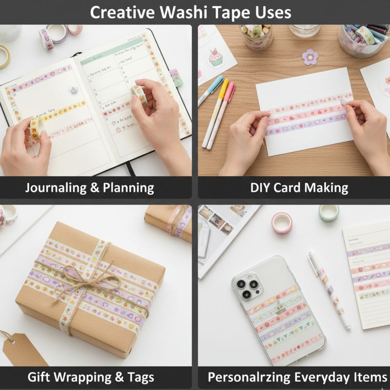 (Pack of 5) Premium Cartoon washi tapes I Masking tape I Journaling tapes I Scrapbook tapes |