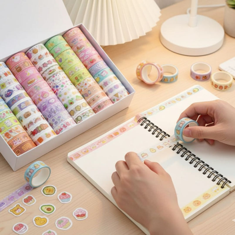 (Pack of 5) Premium Cartoon washi tapes I Masking tape I Journaling tapes I Scrapbook tapes |