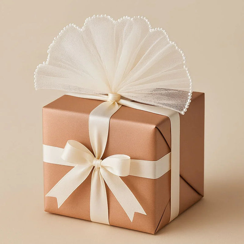 Premium Off White Wrapping Paper Net Wrinkled with Pearl 64 cm long  | Gift Wrappers | Premium 2026 Edition