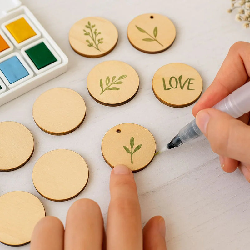 Decorative Wooden Pendant Plain Small 10pc DWB25MM