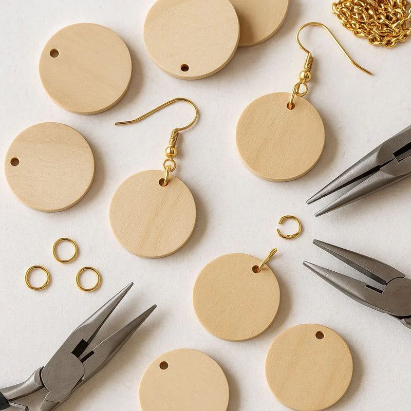 Decorative Wooden Pendant Plain Small 10pc DWB25MM