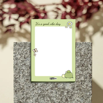 Papboo “Good Vibe Day” Cute A6 Tear-Off Notepad | 90 Sheets | 80 GSM Paper | Aesthetic Desk Stationery