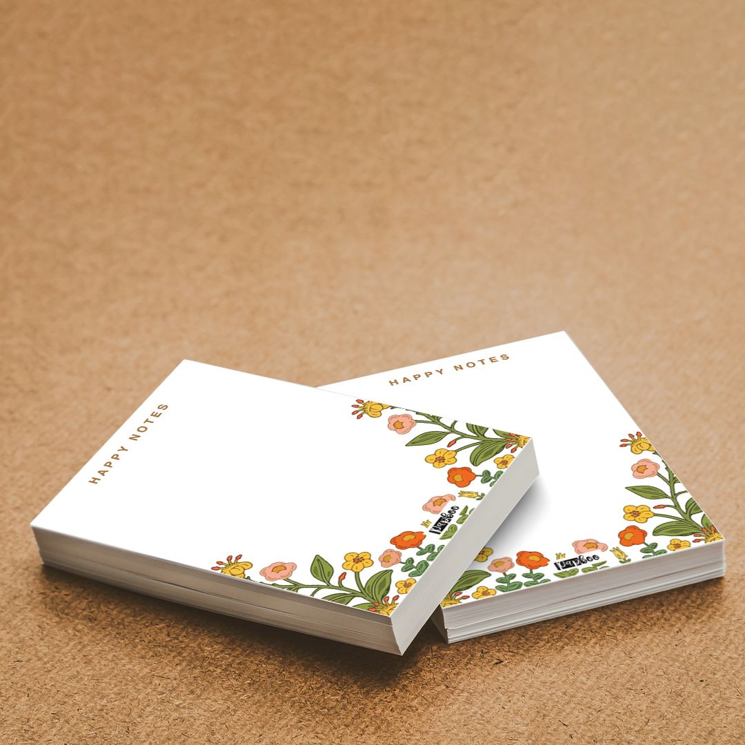 Papboo “Happy Notes” Floral A6 Notepad | 90 Sheets | Tear-Off Pad | Cute Aesthetic Stationery