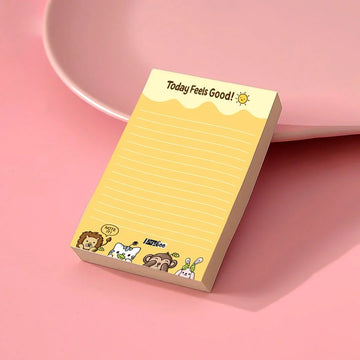 Today Feels Good! Cute A6 Lined Notepad | 90 Sheets | 80 GSM | Animal-Themed Desk Pad