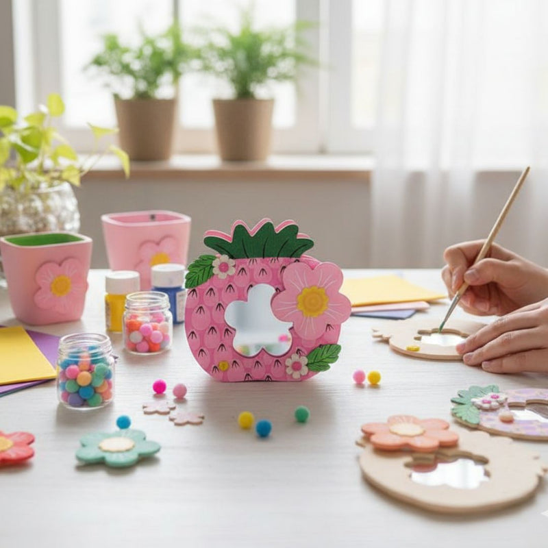 Pineapple Wooden Clip with Pen Holder | Colorful Desk Accessory