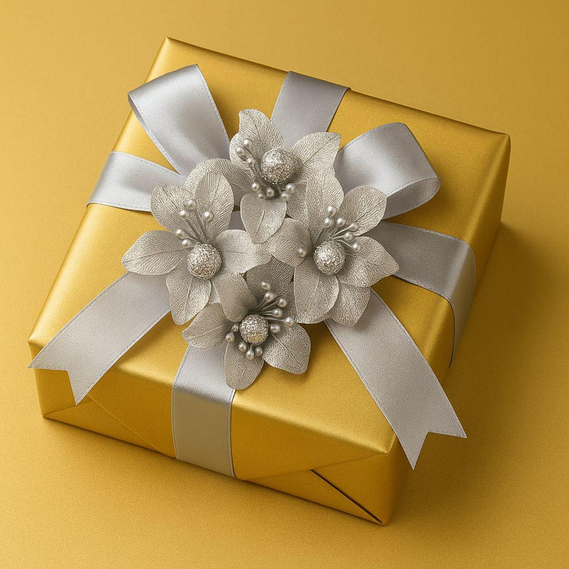 Elegant Silver Fabric Flowers | 60-Piece Embellishment Set