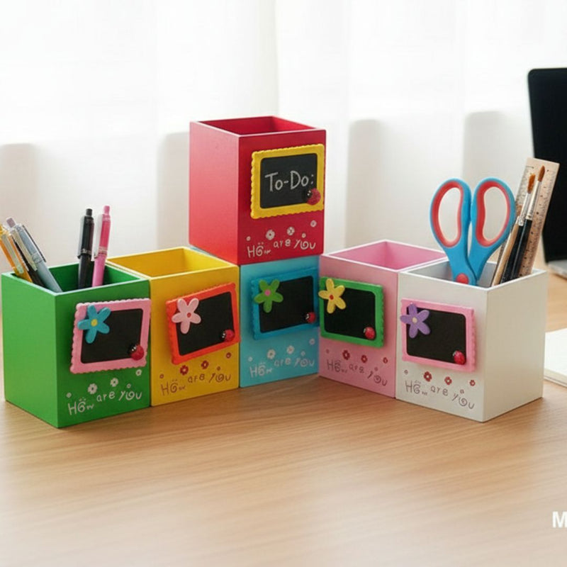 Colorful Wooden Clip with Pen Holder | Desk Organizer Clip