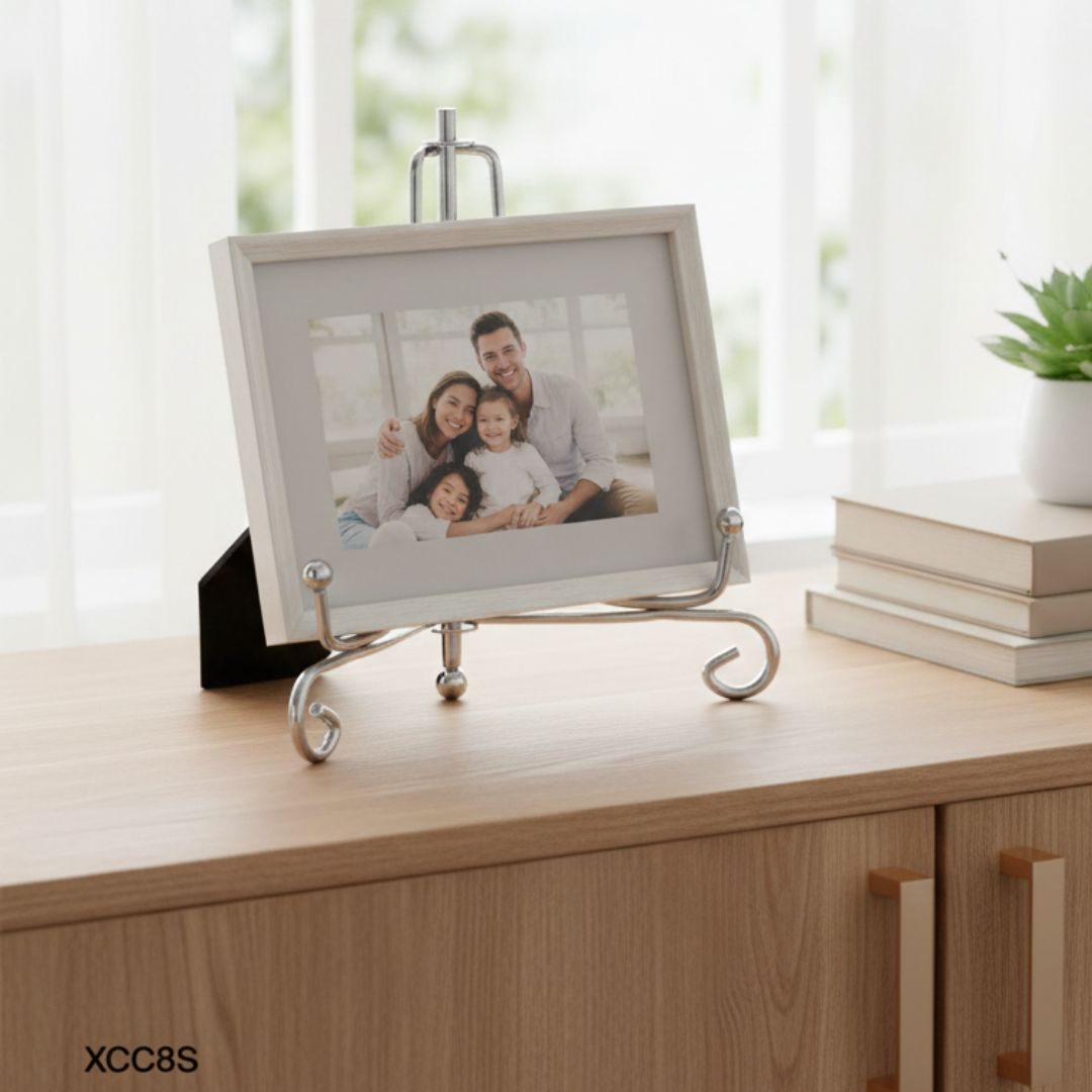 MG Traders Pack Easel Xcc8S Frame Holder Display Stand Iron Silver 8 Inch  (Contain 1 Unit)
