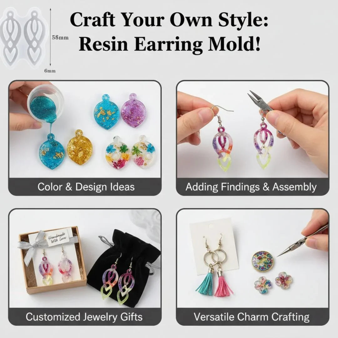 DIY Silicone Mould for Resin Earrings & Jewelry Making | 5.6cm Tall