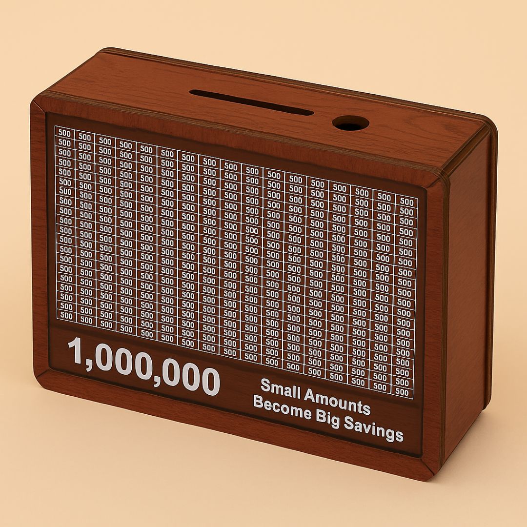 Wooden Savings Box & Piggy Bank | 1 Lakh Saving Challenge Board