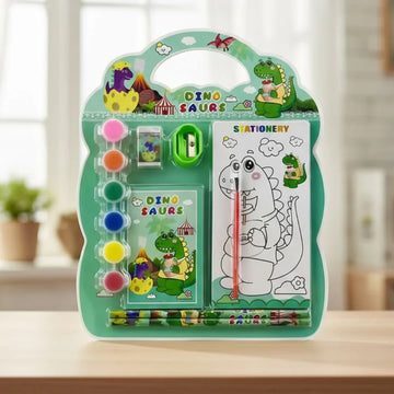 Cute Dino Stationery Set | Pencil Box, Ruler & Scissors for Kids l Pack of 1
