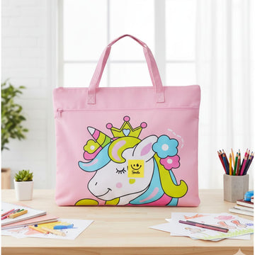 Unicorn Design Art Folder | Large Kids Carry Bag with Zip l Pack of 1