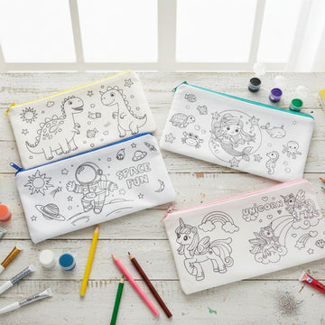 DIY Canvas Bag with Designs | Color-Your-Own Pencil Pouch for Kids (Pack of 1)