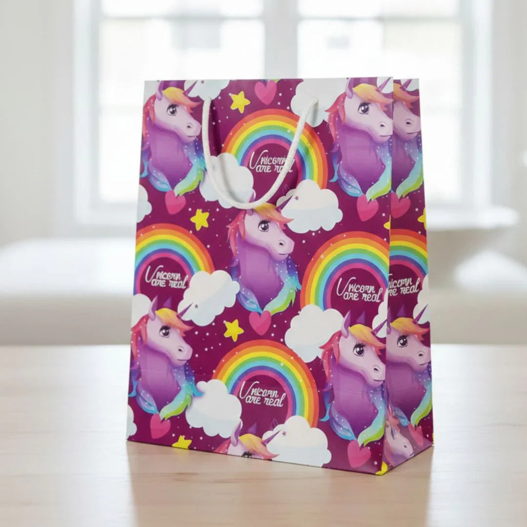 Magical Unicorn Paper Gift Bag | Rainbow & Stars Design  l Pack of 1