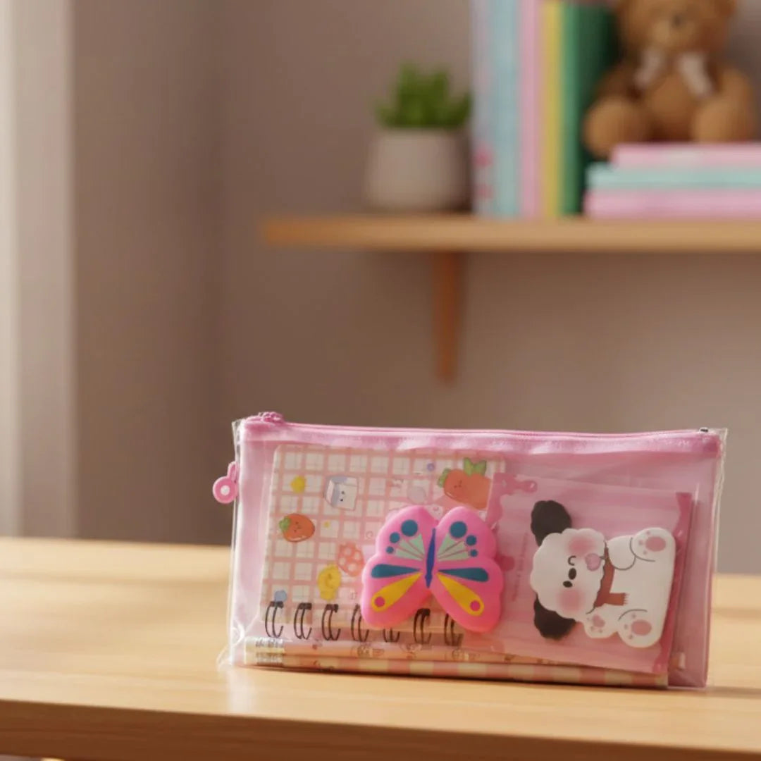 Cute kawaii Butterfly Stationary Set with pouch  | Pack of 1