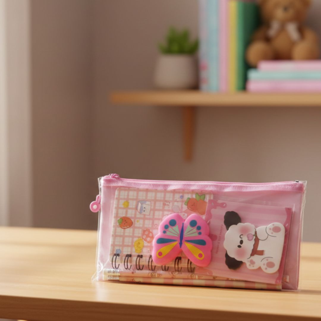 Cute kawaii Butterfly Stationary Set with pouch  | Pack of 1