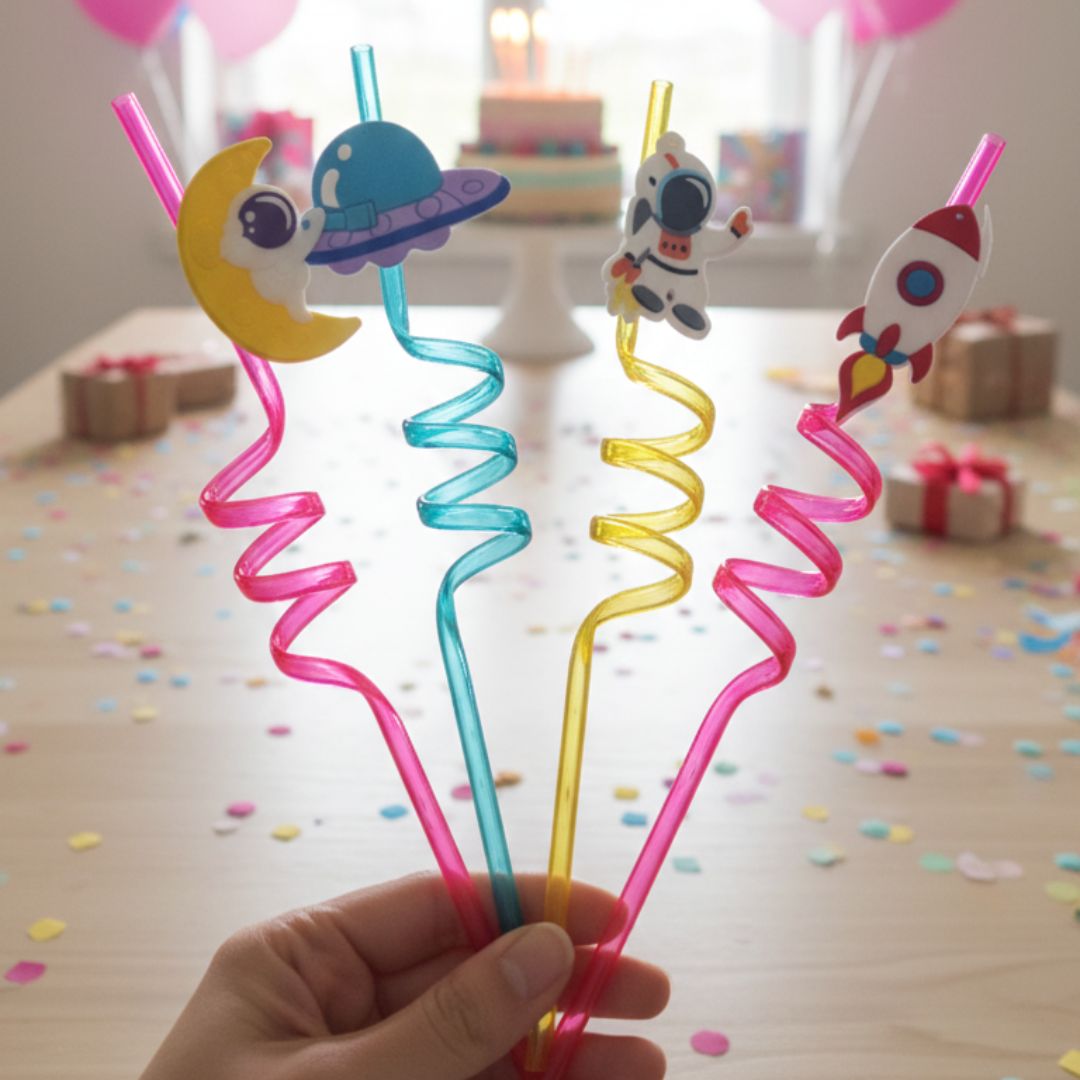 Colorful Twisty Straw Assorted Pack | Fun Spiral Drinking Straws for Kids (Pack of 1 contains 4 straw)