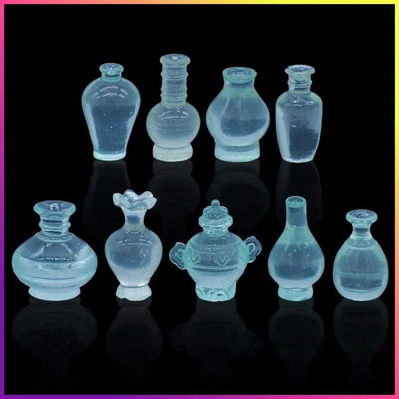 Miniature Model Transpernt Flower Pot 9 Pcs