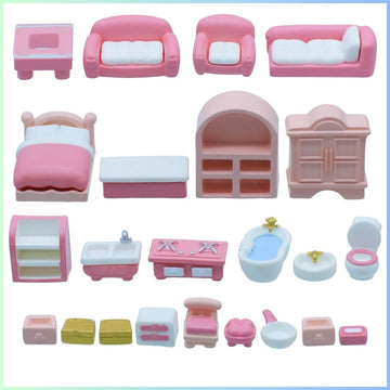 Miniature Model Home Accessories Furniture Set 19Pcs