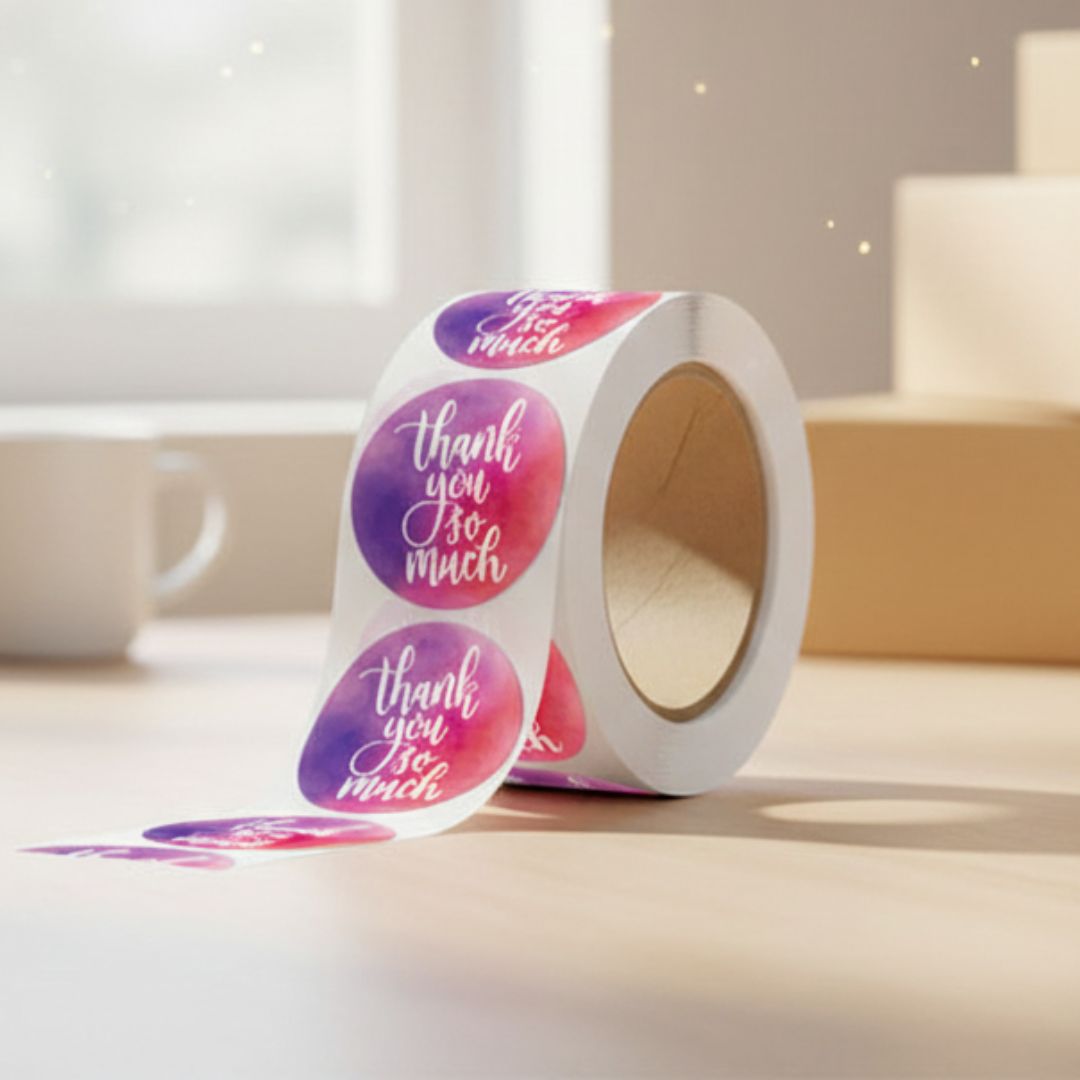 Thank You Stickers Roll for Gift Packaging & Orders ( 500 stickers Roll 1 Inch)