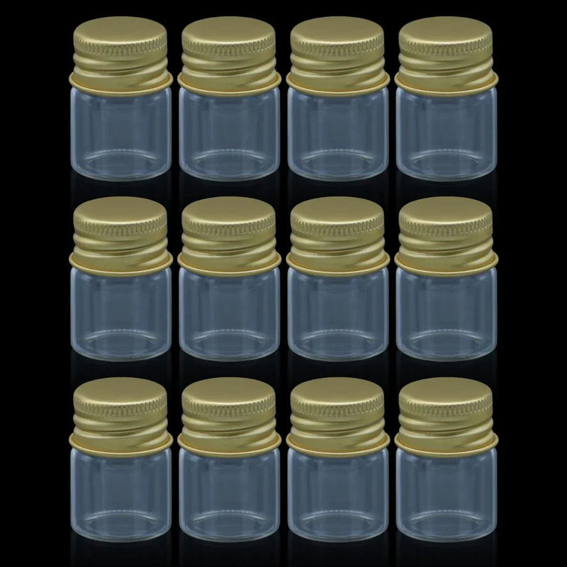 Mini Glass Bottles With Gold Cap 5ML 22X30MM l Pack of contains 12 Pcs