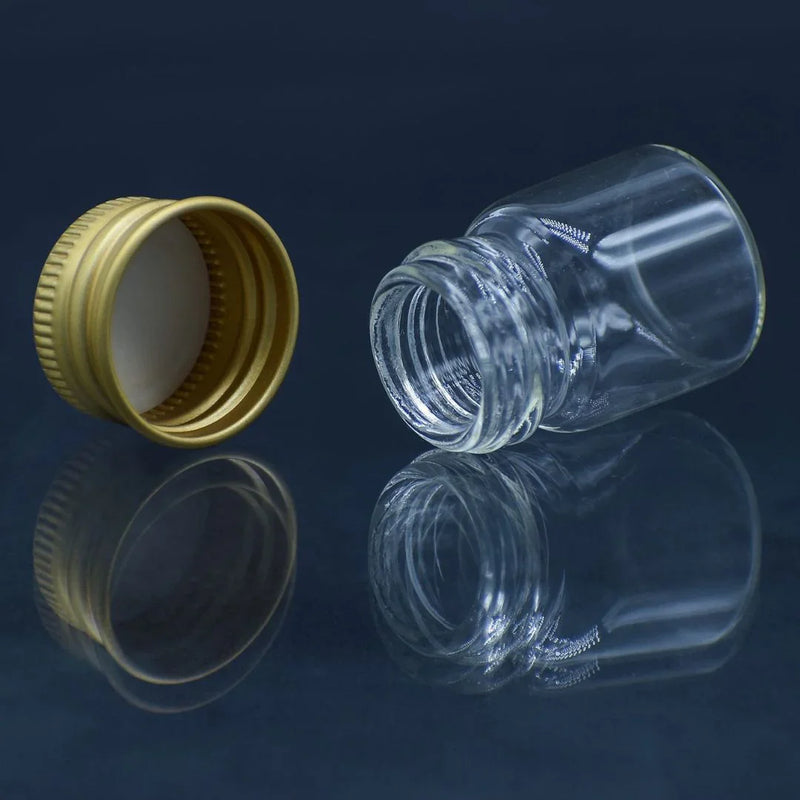 Mini Glass Bottles With Gold Cap 5ML 22X30MM l Pack of contains 12 Pcs