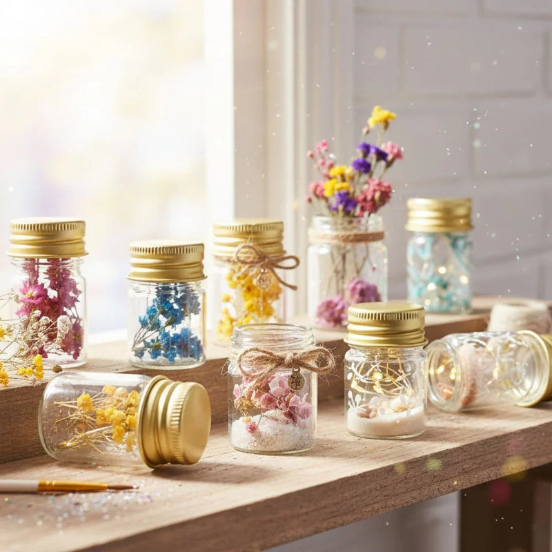 Mini Glass Bottles With Gold Cap 5ML 22X30MM l Pack of contains 12 Pcs