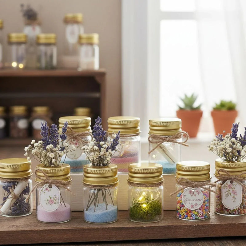 Mini Glass Bottles With Gold Cap 5ML 22X30MM l Pack of contains 12 Pcs