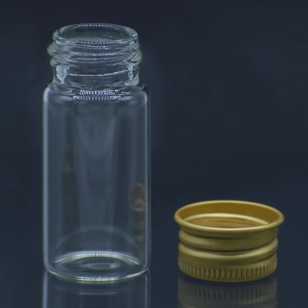 Mini Glass Bottles With Gold Cap 10ML 22X50MM l Pack of contains 8 Pcs