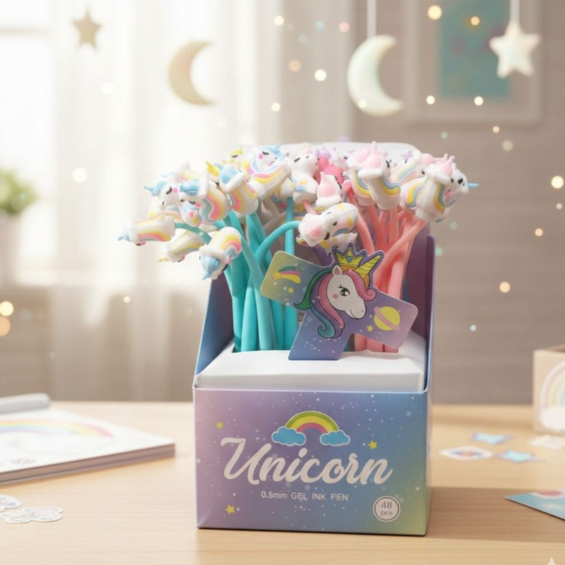 (Buy 1 Get 1 Free ) Cute Unicorn Gel Pen | Rainbow 3D Top | Smooth Writing Pen ( 1 pen )
