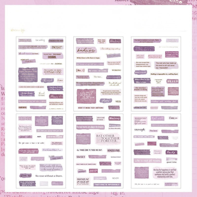 ( Buy 1 get 1 Free )Memory Text Stickers Vintage Scrapbook, Planners & DIY l Pack of 1 contains 6 sheets