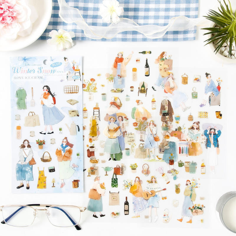 (Buy 1 get 1 Free) Vintage Retro Journaling Stickers for Seasonal Life l Pack of 1 contains  6 sheets