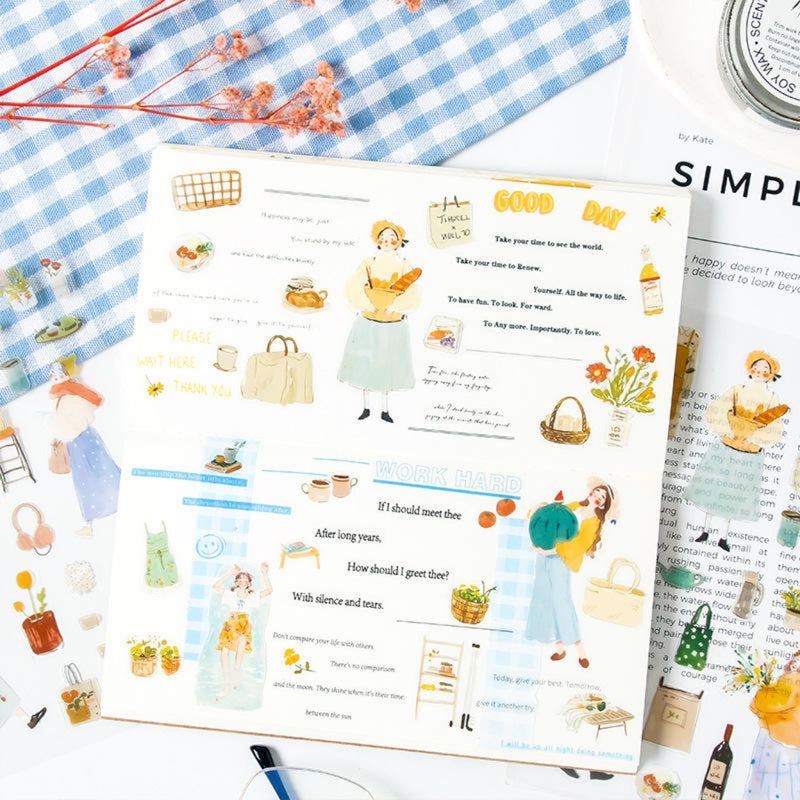 (Buy 1 get 1 Free) Vintage Retro Journaling Stickers for Seasonal Life l Pack of 1 contains  6 sheets