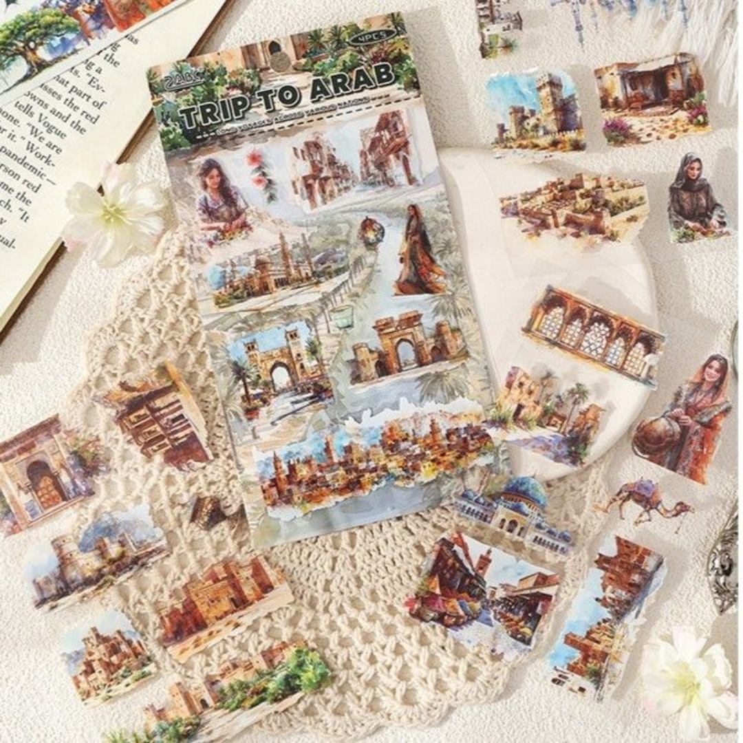 ( Buy 1 Get 1  Free ) Vintage Travel Country Stickers l Pack of 1 contains 4 sheet