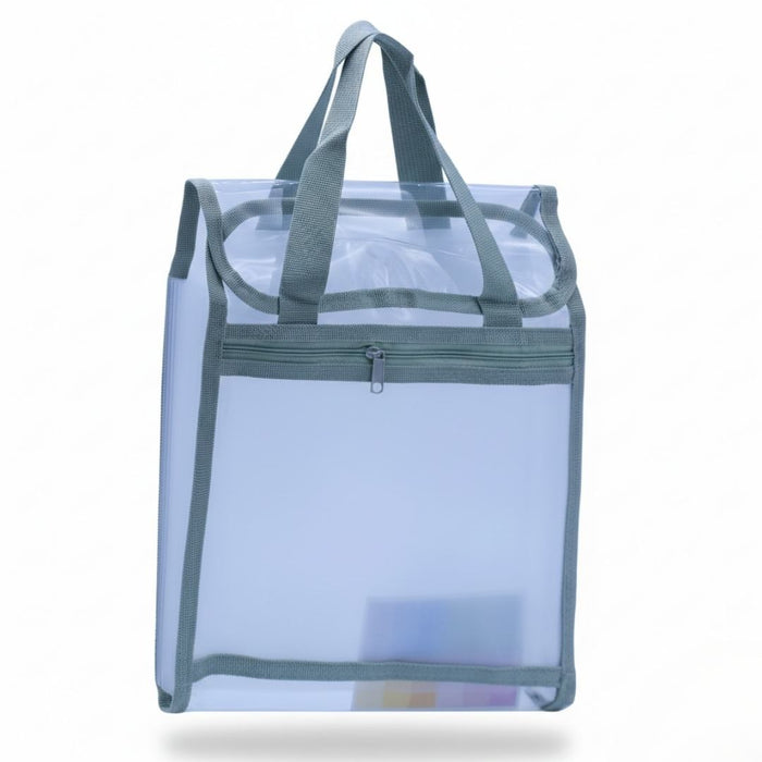 A4 Transparent Vertical File Bag with Button Lock – Durable Document Holder (Pack of 1)