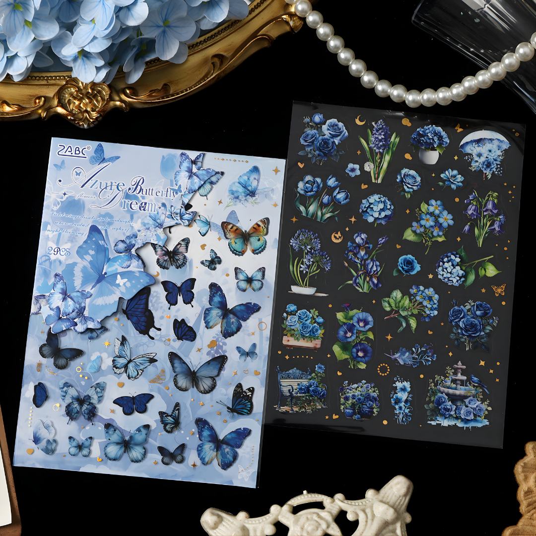 ( Buy 1 Get 1 Free ) Vintage Butterfly & Flowers Sticker l Pack of 1 contains 2sheets