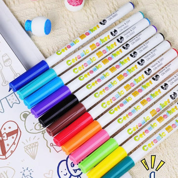 Ceramic Marker Pens l Acrylic Pens for Stones Waterproof l Set 12 Colors l Pack of 1