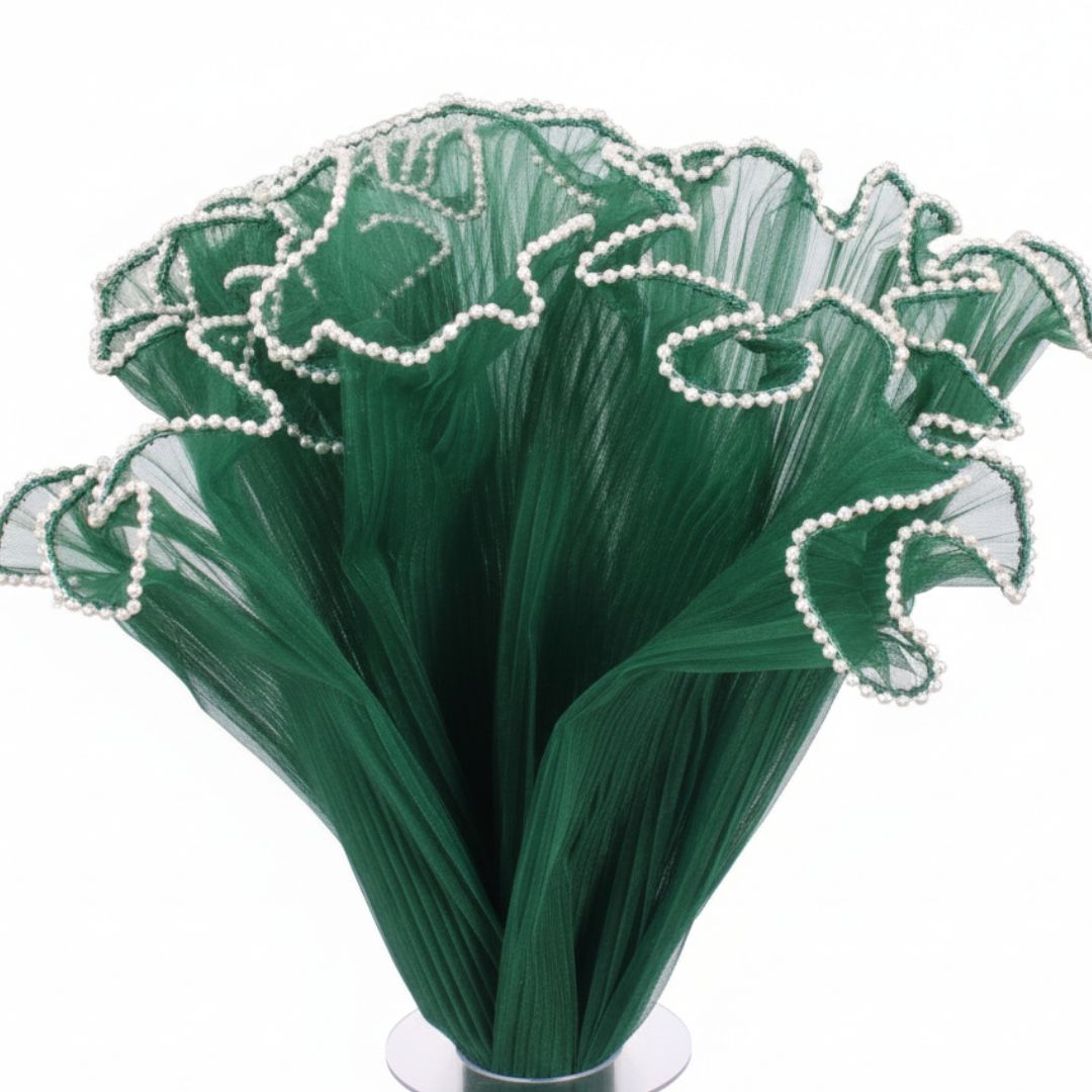 Premium Dark Green Wrapping Paper Net Wrinkled with Pearl 64 cm long ...