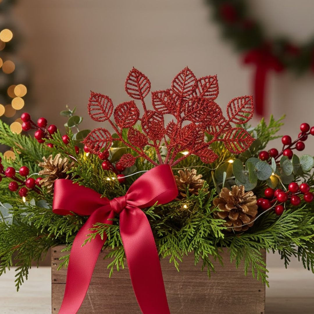 Leaf Glitter For Decore Red | Pack Of 1