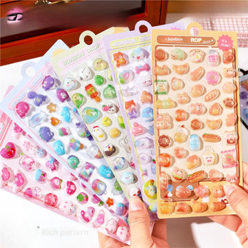 (Buy 1 Get 1 free) 3D Soft Pastel Puffy Stickers – Dessert Edition | Pack Of 1 Contains 1 sheet